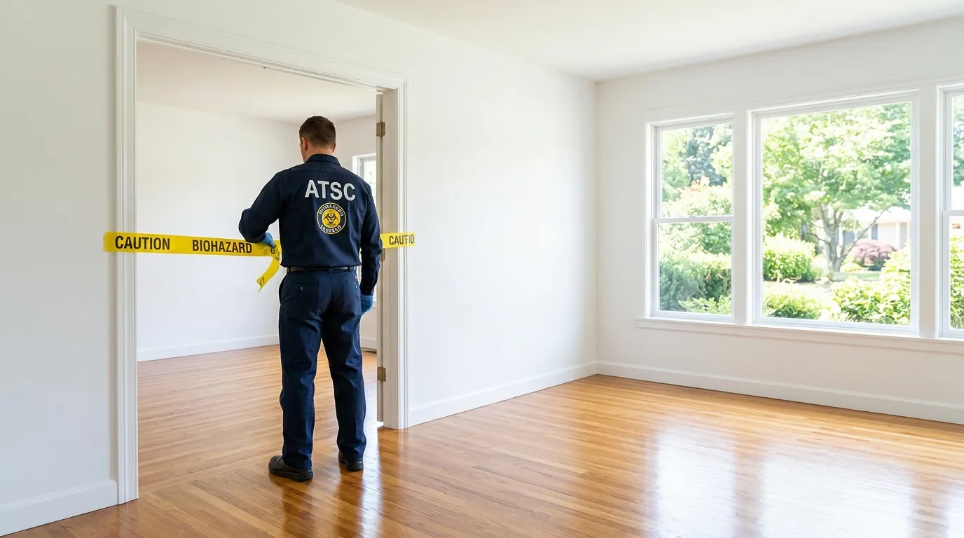 Certified biohazard cleanup crew performing Decomposition Cleanup in Castle Pines North